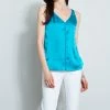 Elie Tahari Sleeveless Silk Satin Shirt -Elie Tahari Sales 2023 E617G502TURQUOISE 1HERO 735