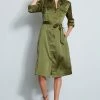 Elie Tahari Washed Satin Shirt Dress -Elie Tahari Sales 2023 E7027602 TUSCANOLIVE DRESS 1HERO 969