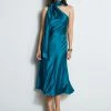 Elie Tahari One Shoulder Satin Scarf Dress