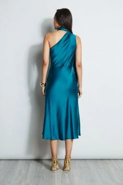 Elie Tahari One Shoulder Satin Scarf Dress -Elie Tahari Sales 2023 E702C603 PACIFICBLUE 1Hero 2081