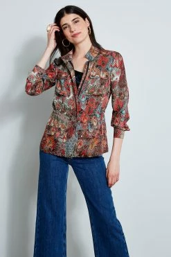 Elie Tahari Paisley Cargo Jacket -Elie Tahari Sales 2023 E7030102MULTI 2FRONT 1321
