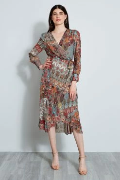 Elie Tahari Paisley Wrap Dress -Elie Tahari Sales 2023 E7031602MULTI WRAP 1HERO 1904