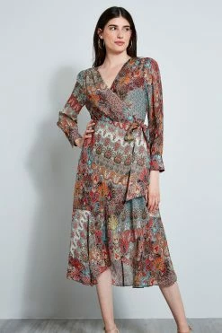 Elie Tahari Paisley Wrap Dress -Elie Tahari Sales 2023 E7031602MULTI WRAP 2FRONT 1919