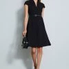 Elie Tahari Judith Belted Dress -Elie Tahari Sales 2023 E7087600 BLACK DRESS 1HERO 797