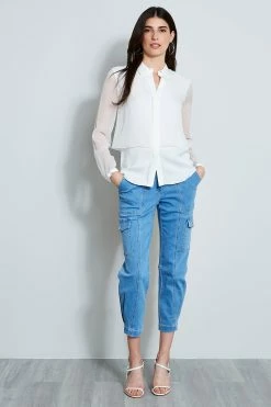 Elie Tahari Silk Shadow Layer Shirt 8 Elie Tahari Silk Shadow Layer Shirt -Elie Tahari Sales 2023 E710N502FRESHPEARL 1HERO 505