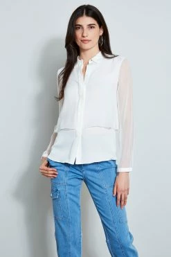Elie Tahari Silk Shadow Layer Shirt