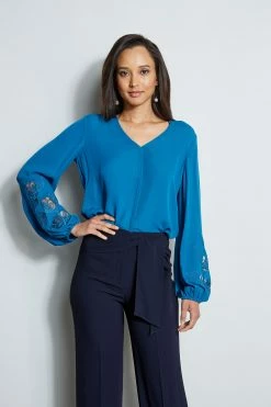 Elie Tahari Embroidered Long Sleeve Shirt