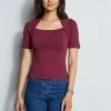 Elie Tahari Contour Sweater -Elie Tahari Sales 2023 E75X2513 CRANBERRY E315J202 INDIGO 2front 250