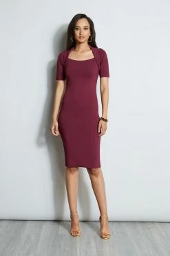 Elie Tahari Contour Sweater Dress -Elie Tahari Sales 2023 E75X2603 CRANBERRY 1Hero 2289