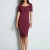 Elie Tahari Contour Sweater Dress -Elie Tahari Sales 2023 E75X2603 CRANBERRY 3back 2280