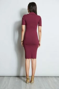 Elie Tahari Contour Sweater Dress -Elie Tahari Sales 2023 E75X2603 CRANBERRY 3back 2306