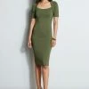 Elie Tahari Contour Sweater Dress -Elie Tahari Sales 2023 E75X2603 TUSCANOLIVE 1HERO 1376