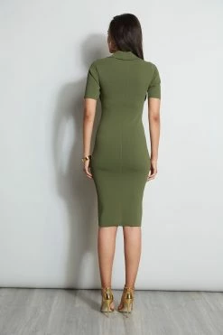 Elie Tahari Contour Sweater Dress -Elie Tahari Sales 2023 E75X2603 TUSCANOLIVE 3back 2341