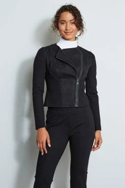 Elie Tahari Vegan Suede Moto Jacket