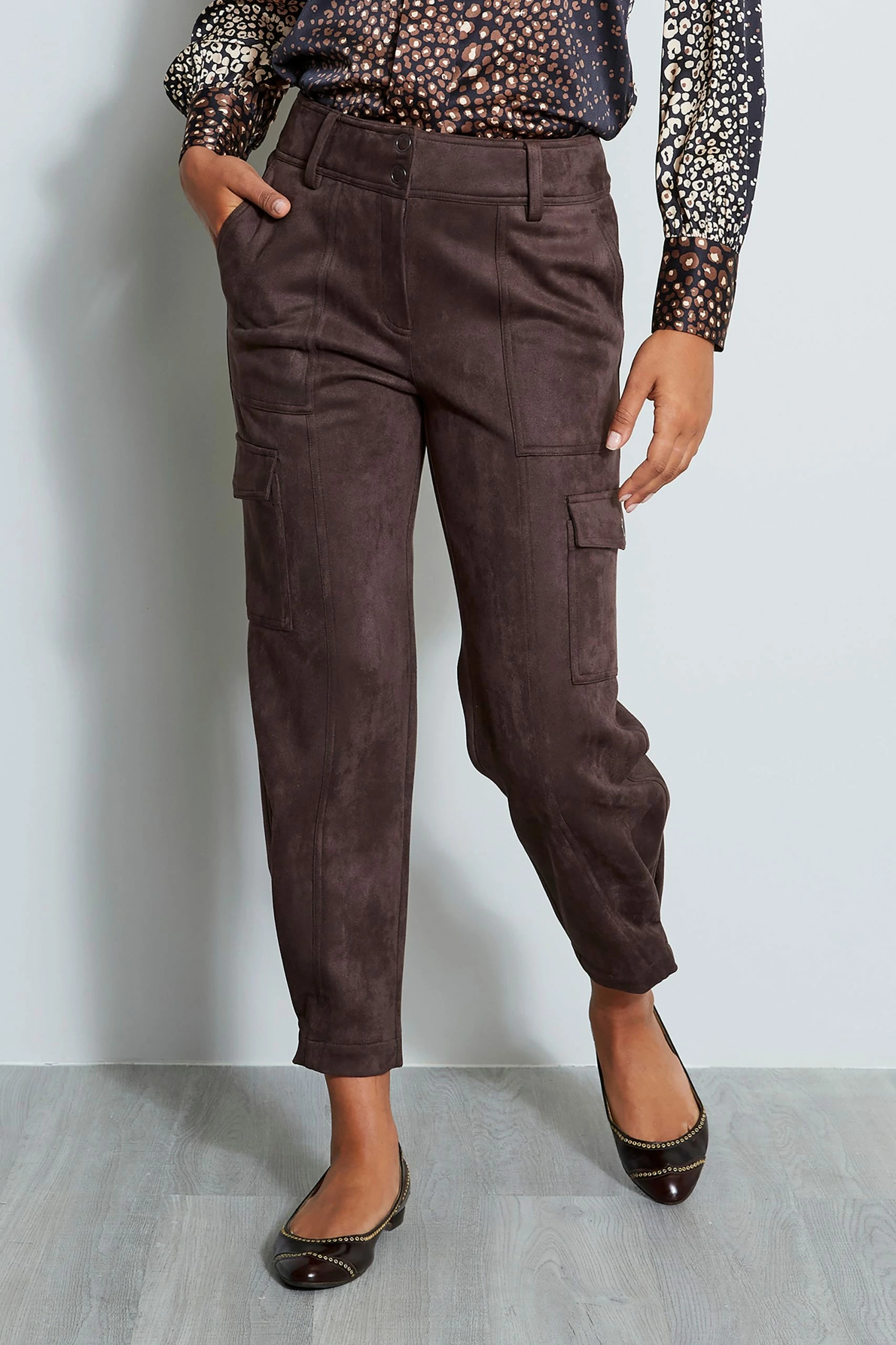 Elie Tahari Vegan Suede Utility Pant 3 Elie Tahari Vegan Suede Utility Pant