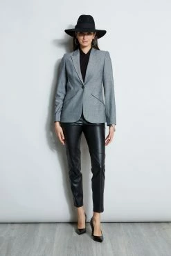 Elie Tahari Herringbone Panel Blazer -Elie Tahari Sales 2023 E802R103 HERRINGBONE E80AM213 BLACK ETR14103 BLACK 4STYLING 2029
