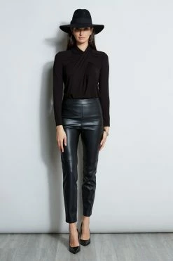 Elie Tahari Vegan Leather Legging -Elie Tahari Sales 2023 E802R103 HERRINGBONE E80AM213 BLACK ETR14103 BLACK 4styling 691