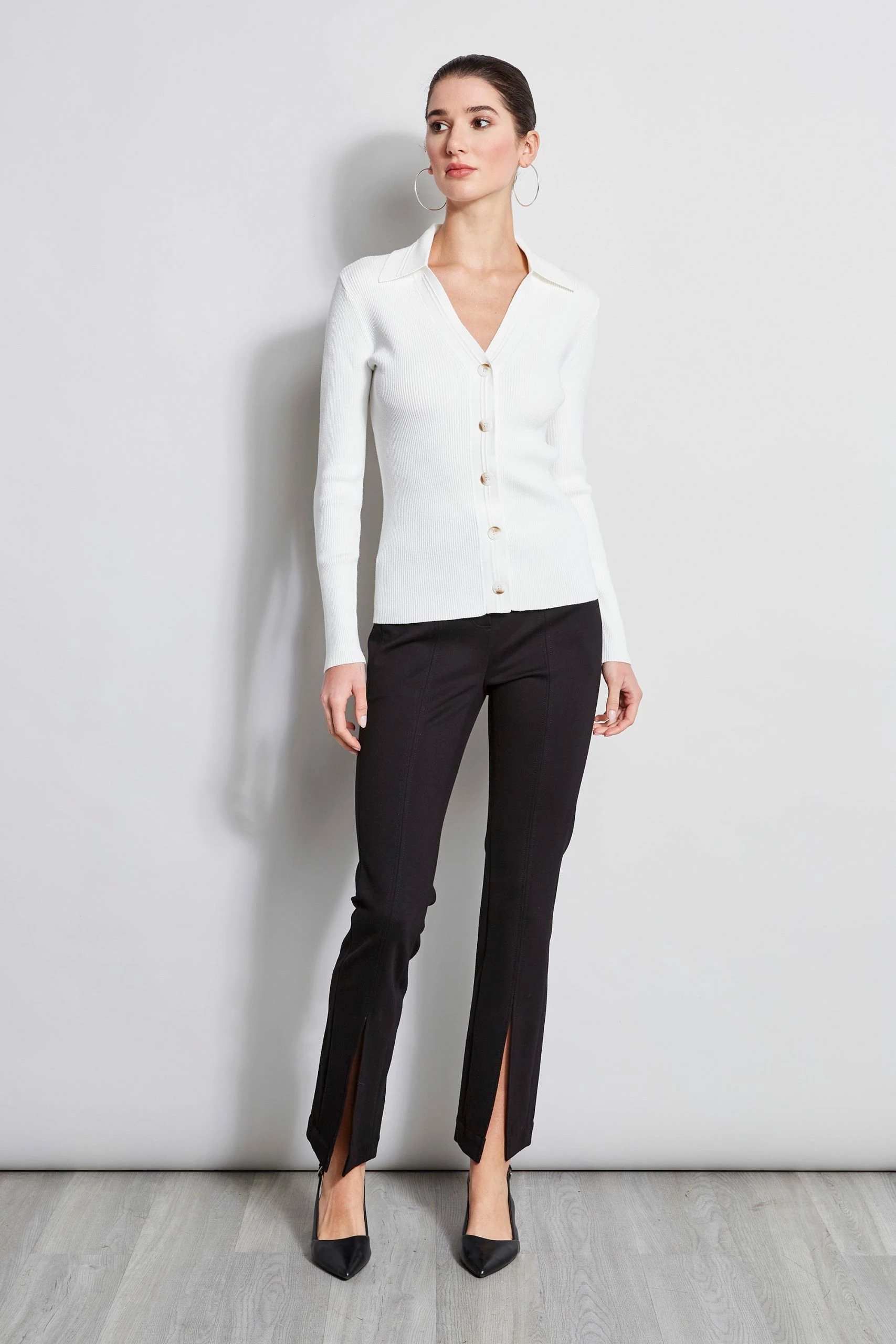 Rib Collared Cardigan 4 Rib Collared Cardigan - Image 2