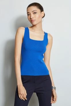 Elie Tahari Scallop Square Neck Sweater