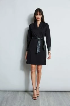 Elie Tahari Contour Knit Shift Dress 11 Elie Tahari Contour Knit Shift Dress -Elie Tahari Sales 2023 E802W603 BLACK 1Hero 2475
