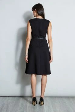 Elie Tahari Fit & Flare Knit Dress -Elie Tahari Sales 2023 E802W613 BLACK E80AM103 BLACK 3BACK 2509