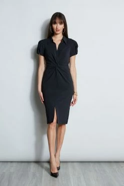 Elie Tahari Short Sleeve Twist Dress