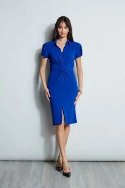 Elie Tahari Short Sleeve Twist Dress