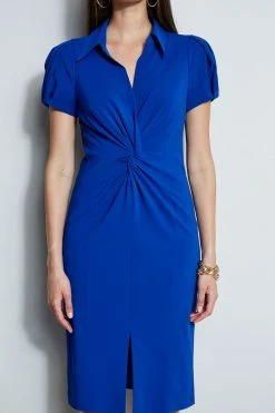 Elie Tahari Short Sleeve Twist Dress -Elie Tahari Sales 2023 E8033603 KLEINBLUE 2FRONT 2570