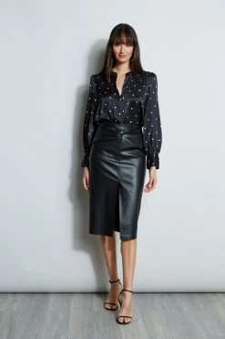 Elie Tahari Twist Vegan Skirt -Elie Tahari Sales 2023 E803R503 BLACK E80AM303 BLACK 4styling 1397