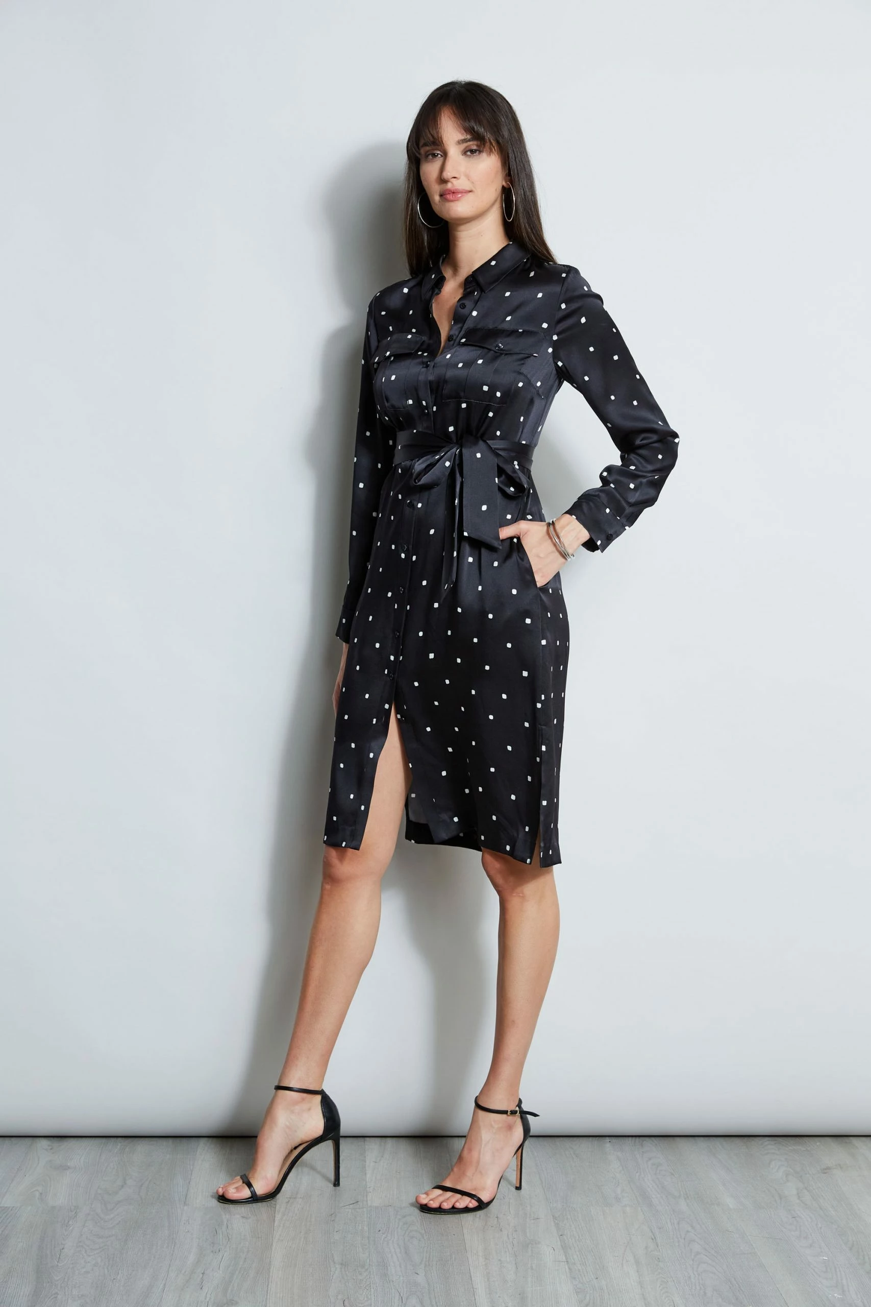 Elie Tahari Silk Cube Dot Shirt Dress 4 Elie Tahari Silk Cube Dot Shirt Dress - Image 2