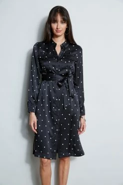 Elie Tahari Silk Cube Dot Shirt Dress 10 Elie Tahari Silk Cube Dot Shirt Dress -Elie Tahari Sales 2023 E803R603 BLACKFOAM 2front 2275