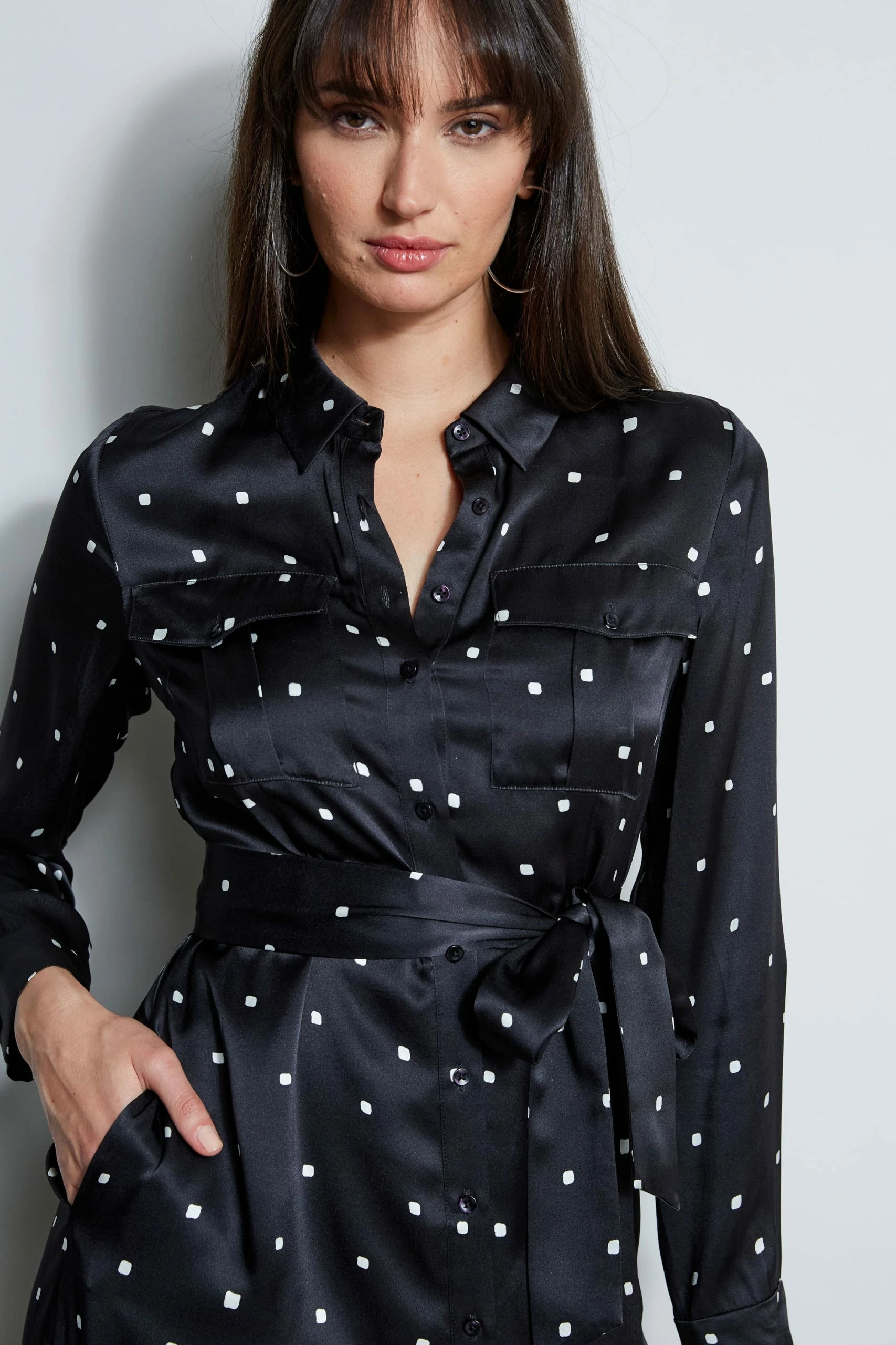 Elie Tahari Silk Cube Dot Shirt Dress 6 Elie Tahari Silk Cube Dot Shirt Dress - Image 4