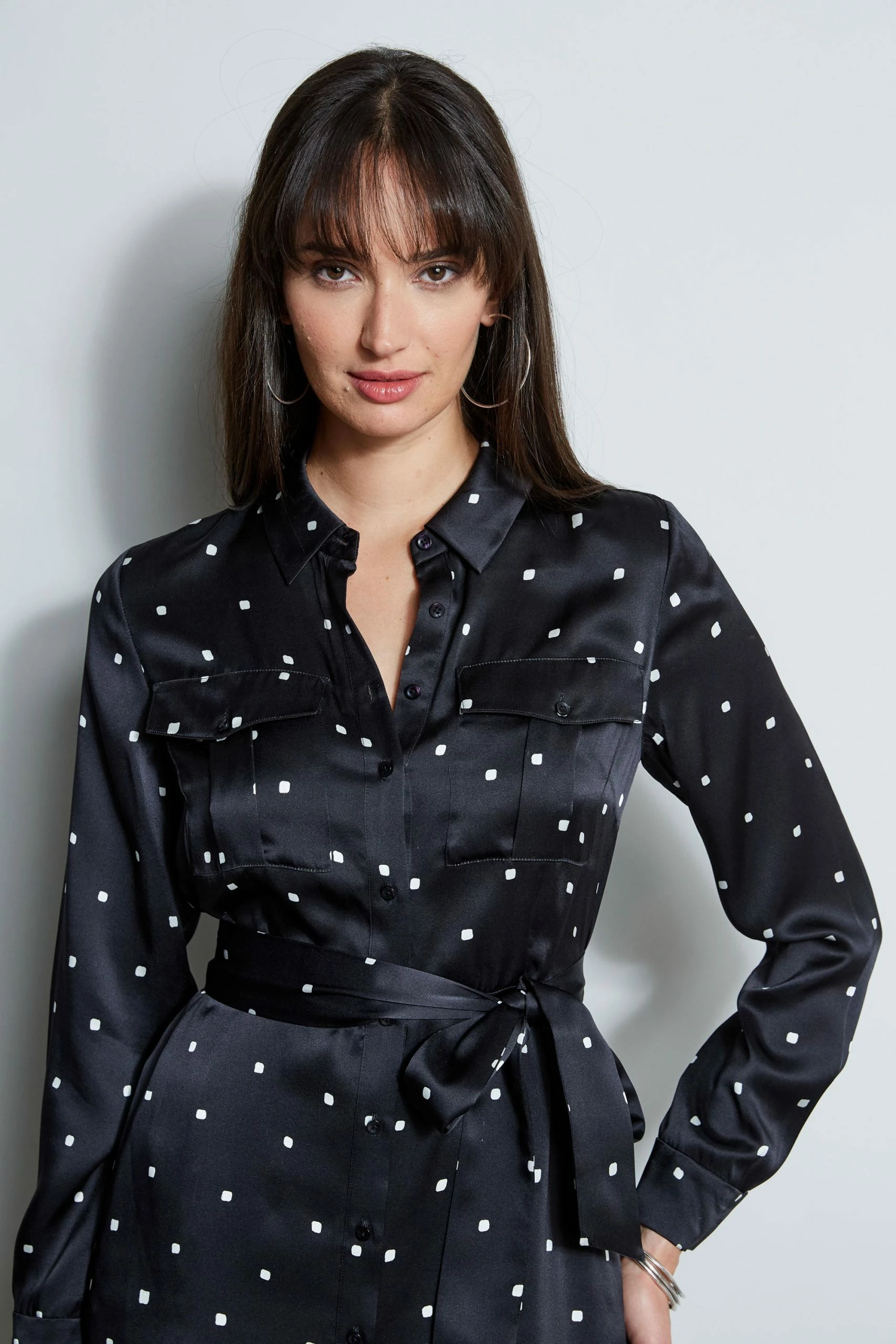 Elie Tahari Silk Cube Dot Shirt Dress 7 Elie Tahari Silk Cube Dot Shirt Dress - Image 5