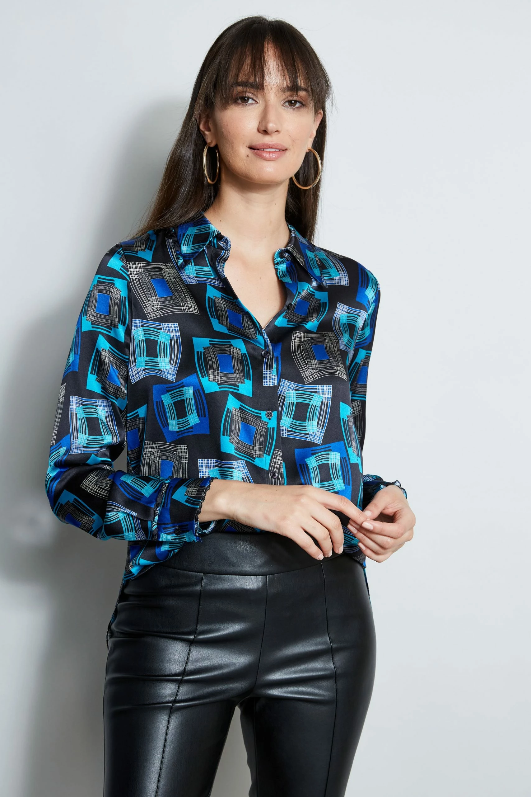 Elie Tahari Deco Cubist Silk Satin Shirt 6 Elie Tahari Deco Cubist Silk Satin Shirt - Image 4