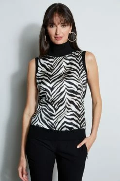 Elie Tahari Silk Zebra Print Sweater