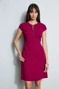 Elie Tahari Chain Zip Dart Dress -Elie Tahari Sales 2023 E8087603 BOYSENBERRY 2front 2680