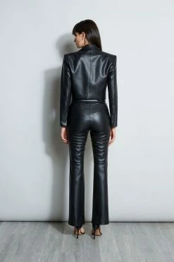 Elie Tahari Cropped Vegan Leather Jacket -Elie Tahari Sales 2023 E80AM203 BLACK E80AM103 BLACK E707G503 BLACK 3back 349
