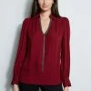 Elie Tahari Chain Collar Shirt -Elie Tahari Sales 2023 E810N503 BOYSENBERRY E802W203 BLACK 2FRONT 2127