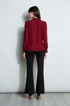 Elie Tahari Chain Collar Shirt 11 Elie Tahari Chain Collar Shirt -Elie Tahari Sales 2023 E810N503 BOYSENBERRY E802W203 BLACK 3back 916