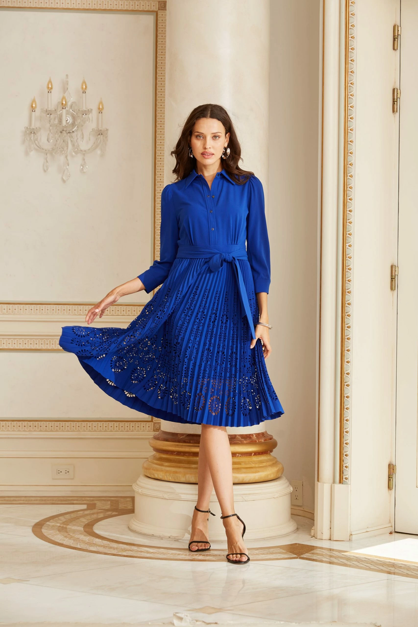 Elie Tahari Pleated Laser Cut Dress 4 Elie Tahari Pleated Laser Cut Dress - Image 2