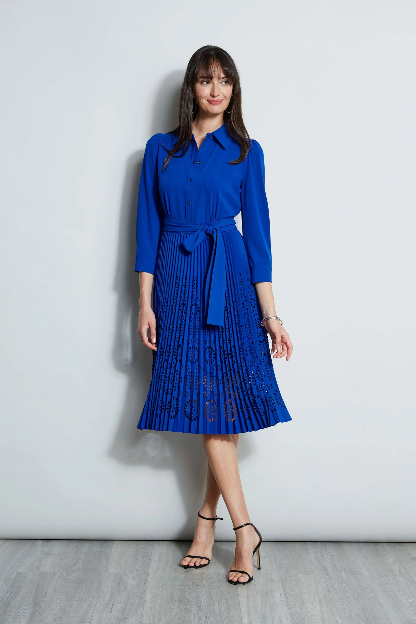 Elie Tahari Pleated Laser Cut Dress 3 Elie Tahari Pleated Laser Cut Dress