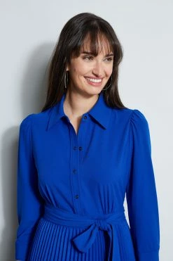 Elie Tahari Pleated Laser Cut Dress 11 Elie Tahari Pleated Laser Cut Dress -Elie Tahari Sales 2023 E8147603 KLEINBLUE 2FRONT 2618