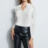 Elie Tahari Pleated V-Neck Knit