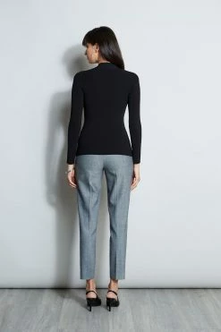 Elie Tahari Cable Twist Sweater -Elie Tahari Sales 2023 E85X3503 BLACK E802R203 HERRINGBONE 3back 1835