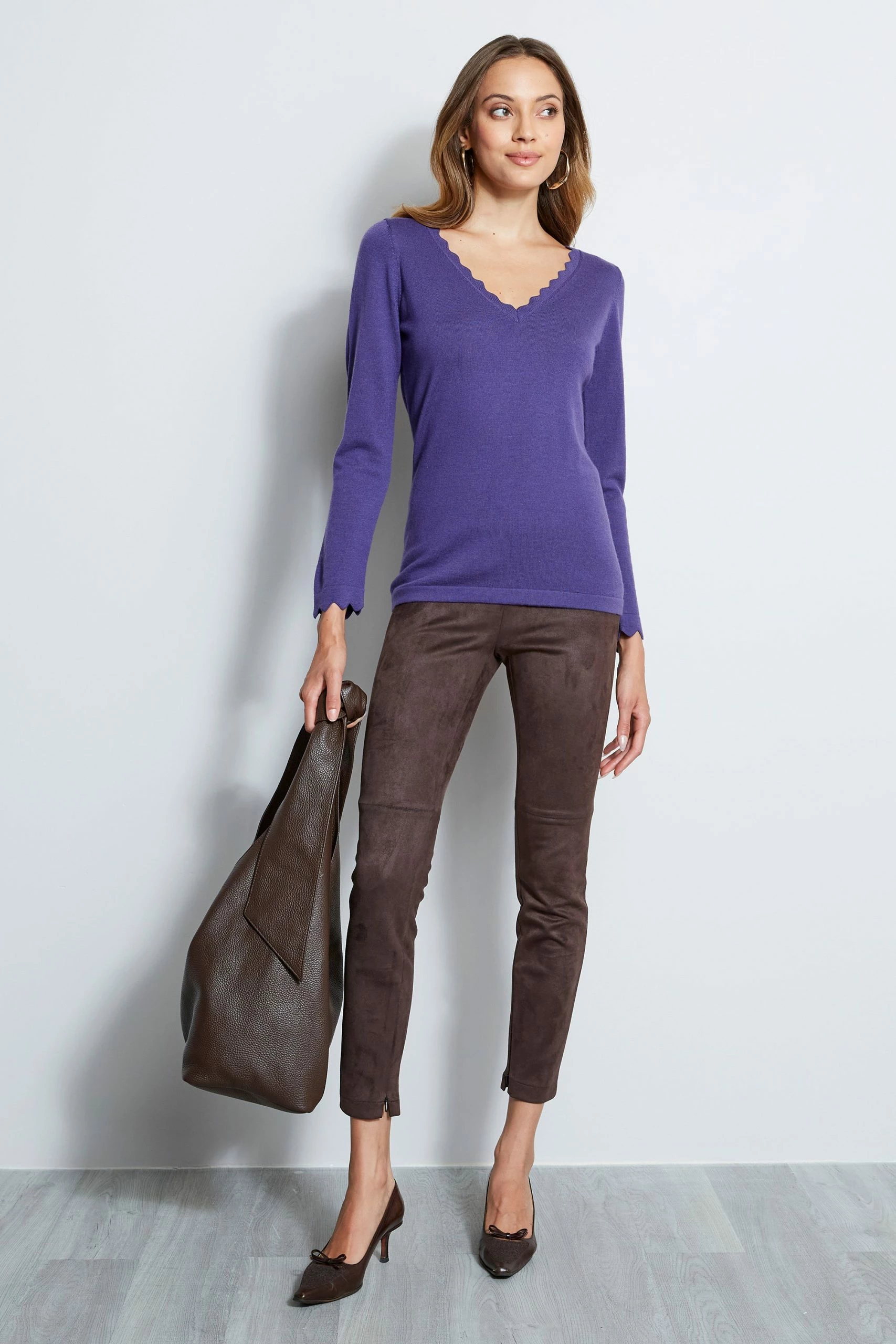 Elie Tahari Scallop V-Neck Sweater 4 Elie Tahari Scallop V-Neck Sweater - Image 2