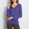 Elie Tahari Scallop V-Neck Sweater -Elie Tahari Sales 2023 E85X3602 SCALLOPV NCKSWTR SWTR 2front 2726