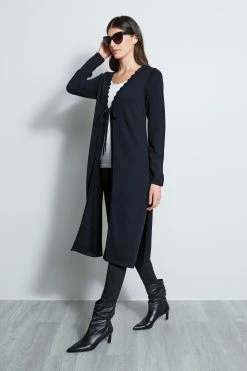 Elie Tahari Scallop Duster -Elie Tahari Sales 2023 E85X5512 BLACK SCALLOP DUSTER 1HERO 996