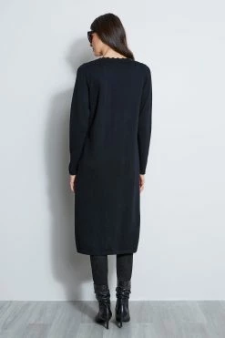 Elie Tahari Scallop Duster -Elie Tahari Sales 2023 E85X5512 BLACK SCALLOP DUSTER 3BACK 1008