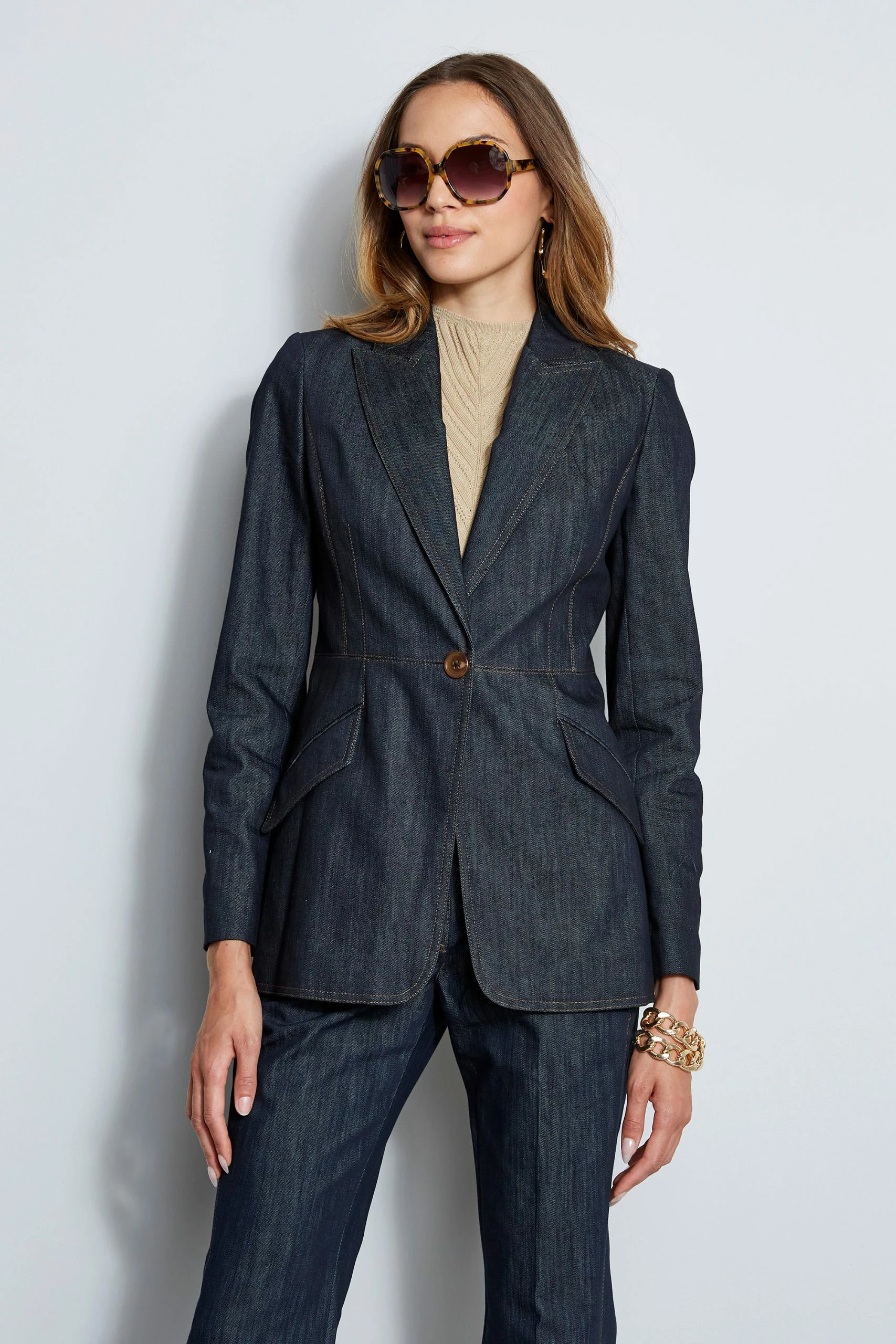 Elie Tahari Denim Blazer 3 Elie Tahari Denim Blazer