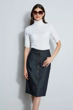 Elie Tahari Denim Midi Skirt